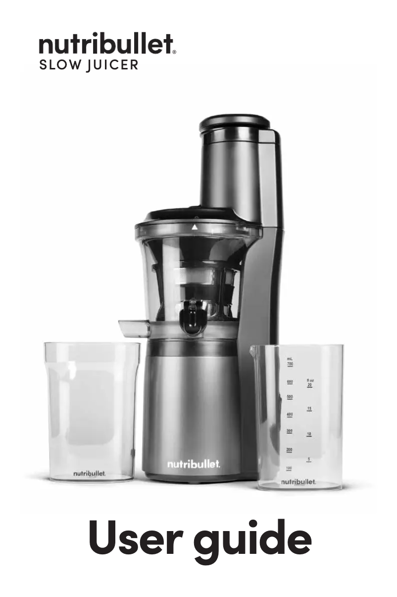 Page 1 de la notice Manuel utilisateur NutriBullet Slow Juicer