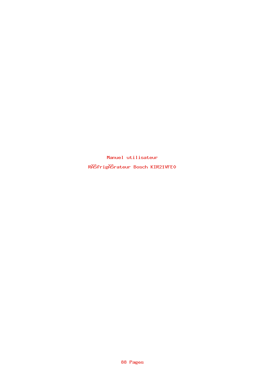 Page 1 de la notice Manuel utilisateur Bosch KIR21VFE0