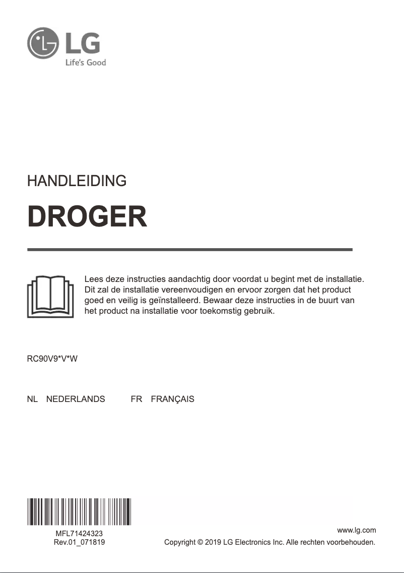 Page 1 de la notice Manuel utilisateur LG RC90V9AV3Q