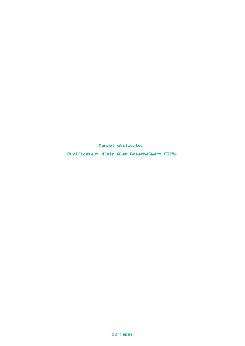 Page 1 de la notice Manuel utilisateur Alen BreatheSmart FIT50