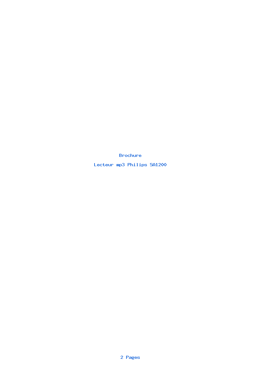 Page 1 de la notice Brochure Philips SA1200