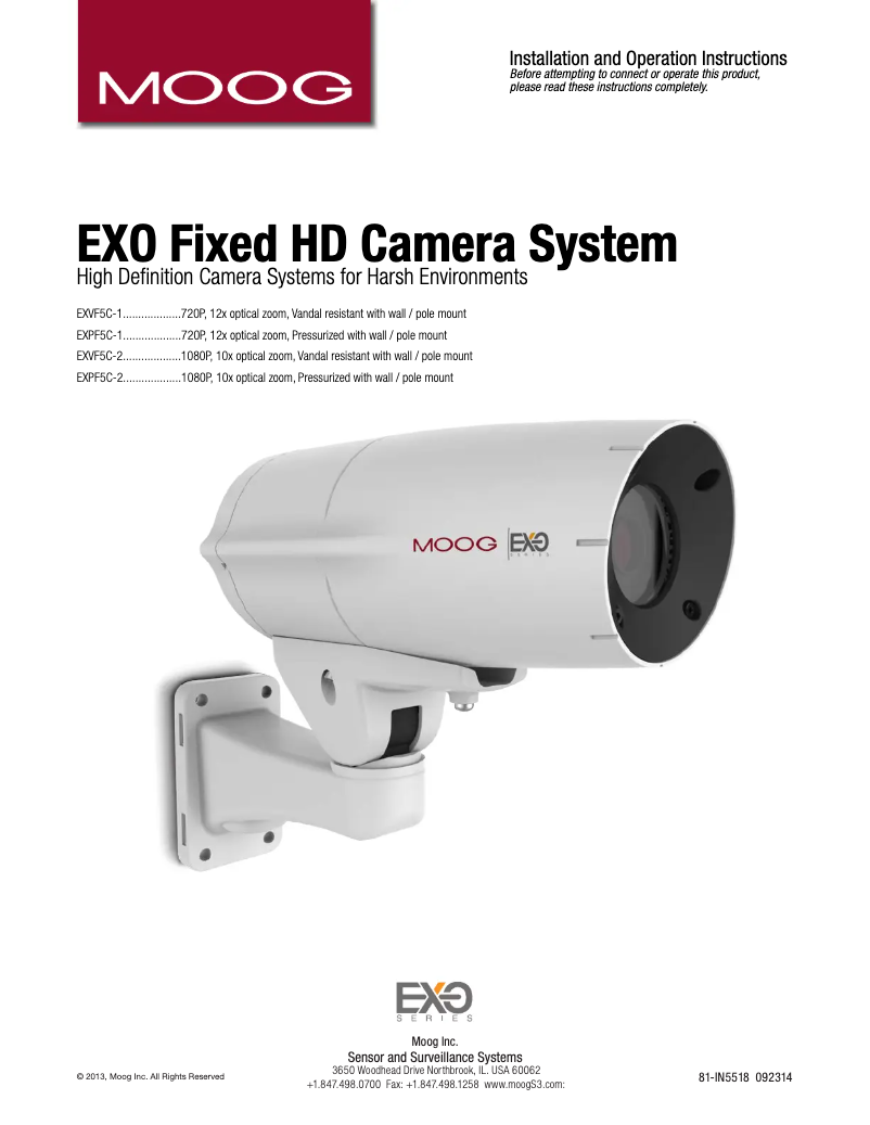 Page 1 de la notice Manuel utilisateur Moog EXVF5C-1