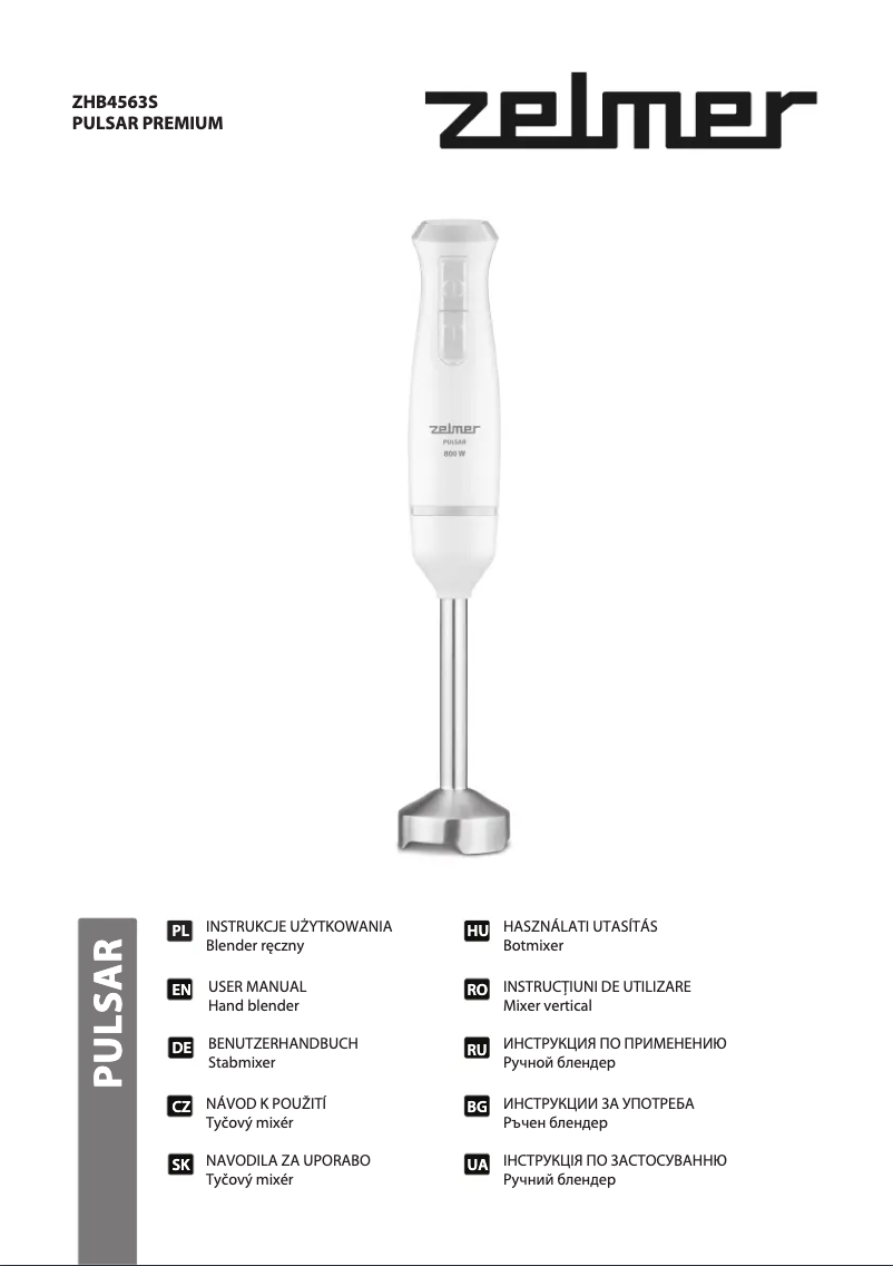 Page 1 de la notice Manuel utilisateur Zelmer Pulsar Premium ZHB4563S