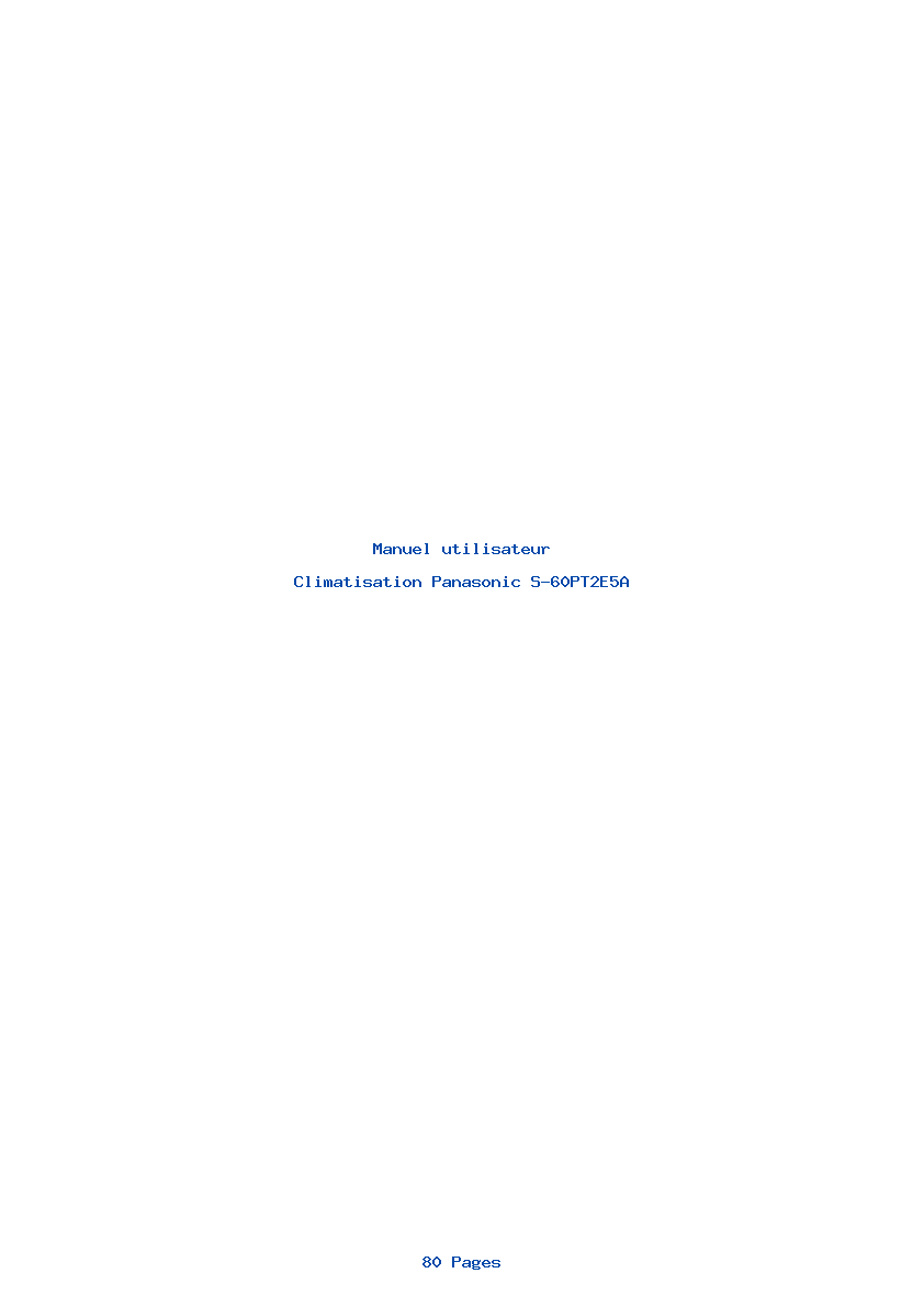 Page 1 de la notice Manuel utilisateur Panasonic S-60PT2E5A