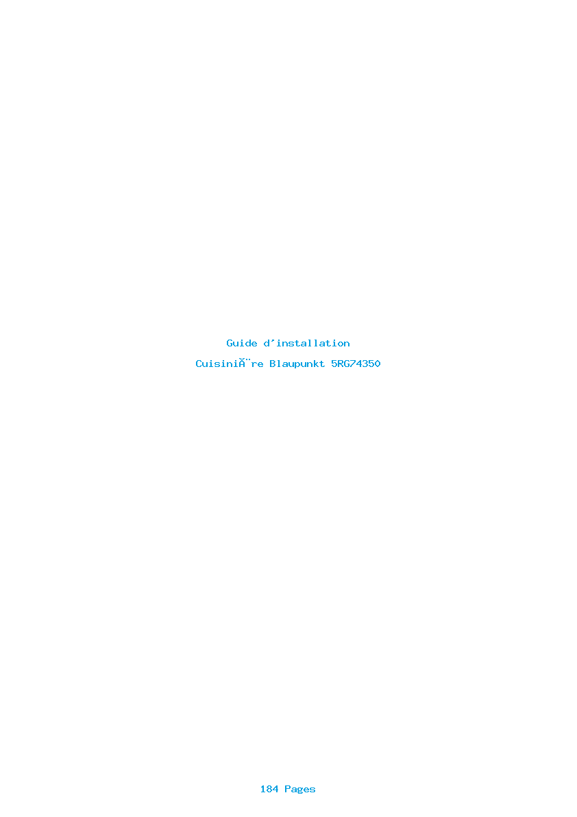 Page 1 de la notice Guide d'installation Blaupunkt 5RG74350