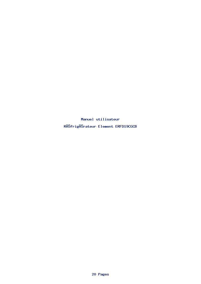 Page 1 de la notice Manuel utilisateur Element ERFD19CGCB
