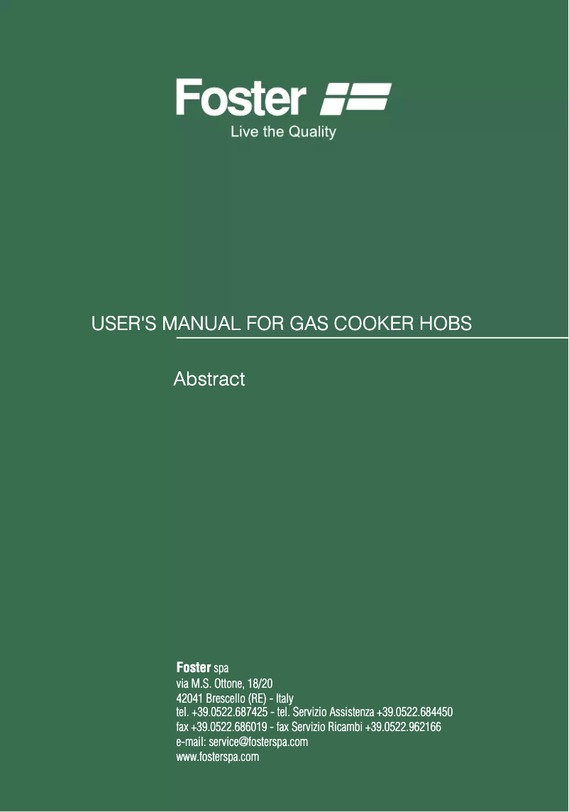 Página 1 del manual Manual de usuario Foster S4000.4F.Quadra Compatta.Q4