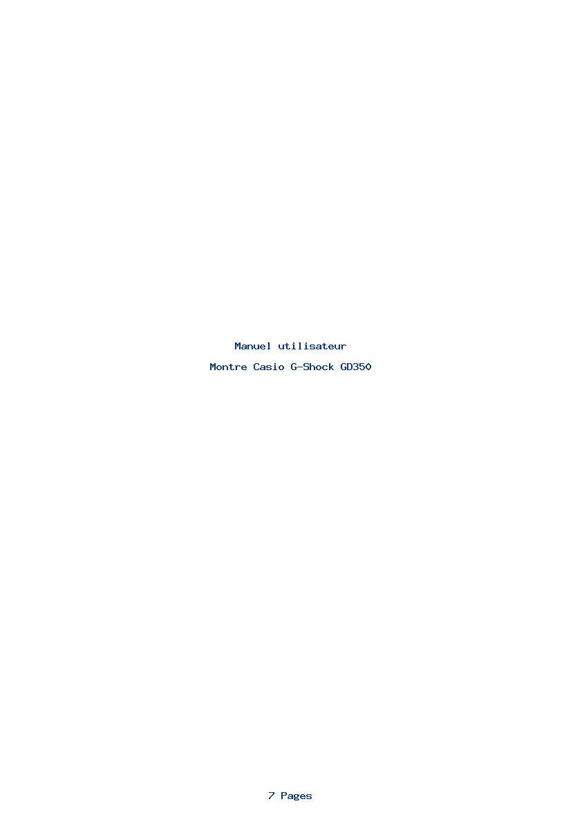 Page 1 de la notice Manuel utilisateur Casio G-Shock GD350