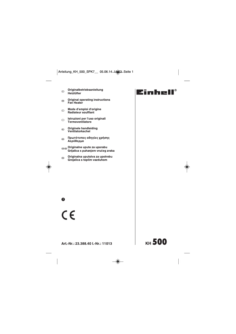 Page 1 de la notice Mode d'emploi Einhell KH 500