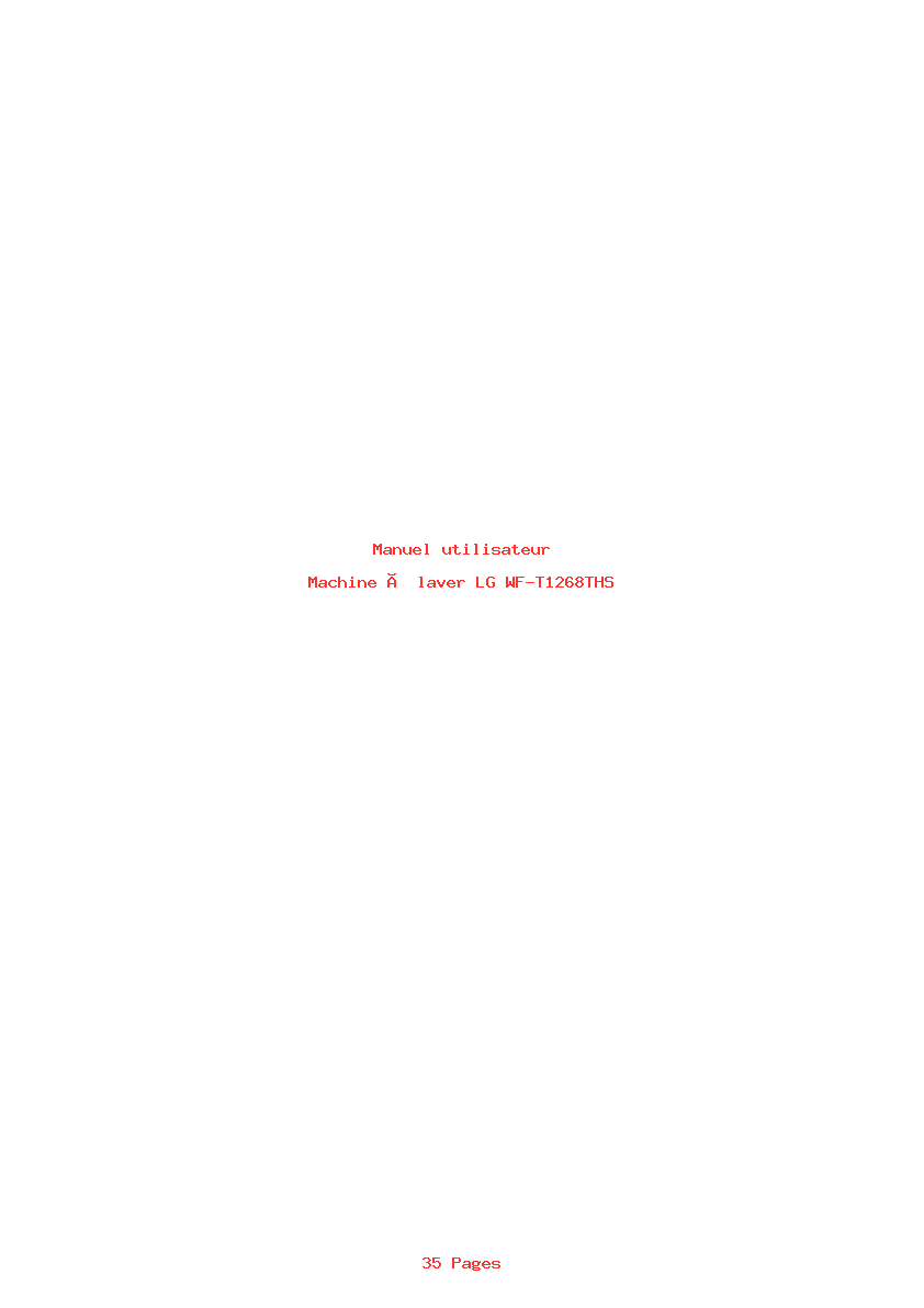 Page 1 de la notice Manuel utilisateur LG WF-T1268THS