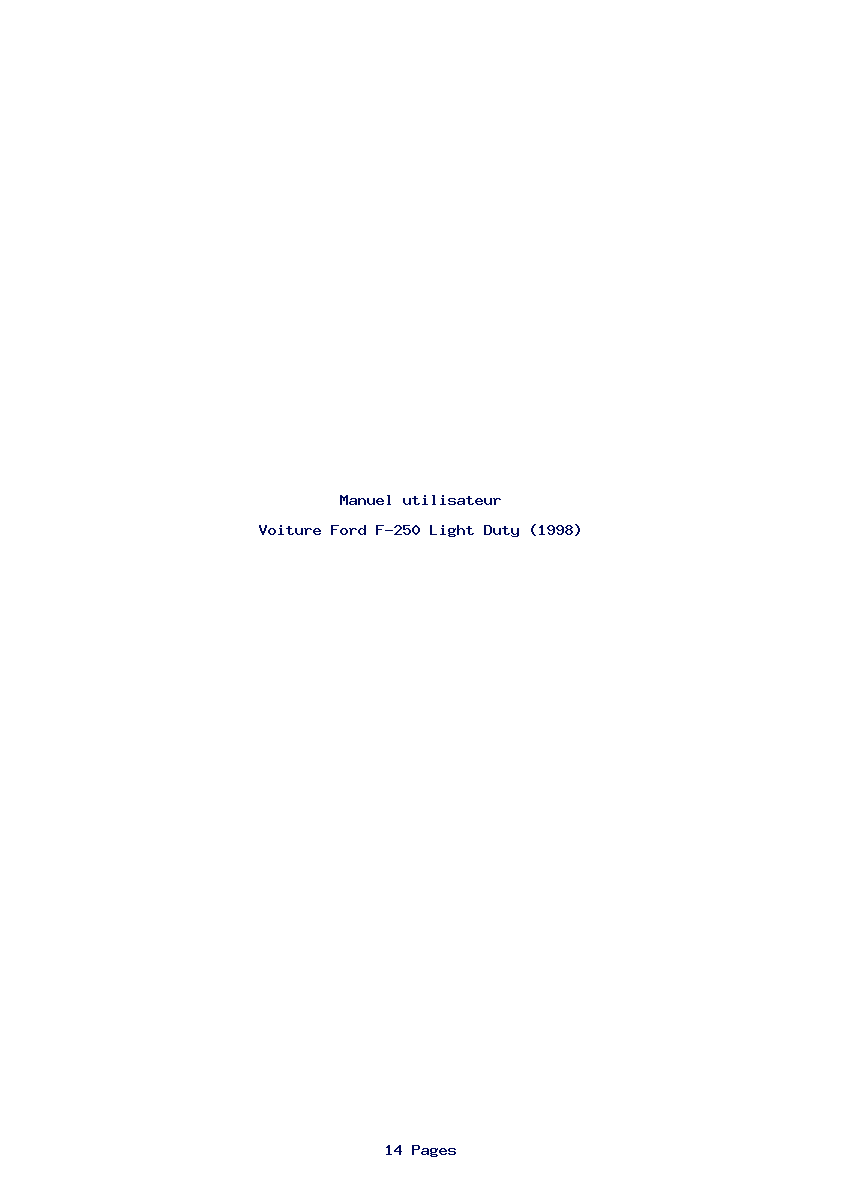 Page 1 de la notice Manuel utilisateur Ford F-250 Light Duty (1998)
