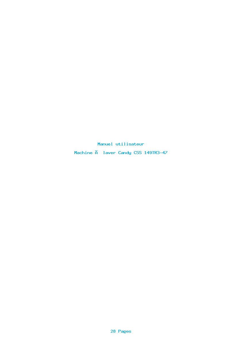 Page 1 de la notice Manuel utilisateur Candy CSS 149TR3-47
