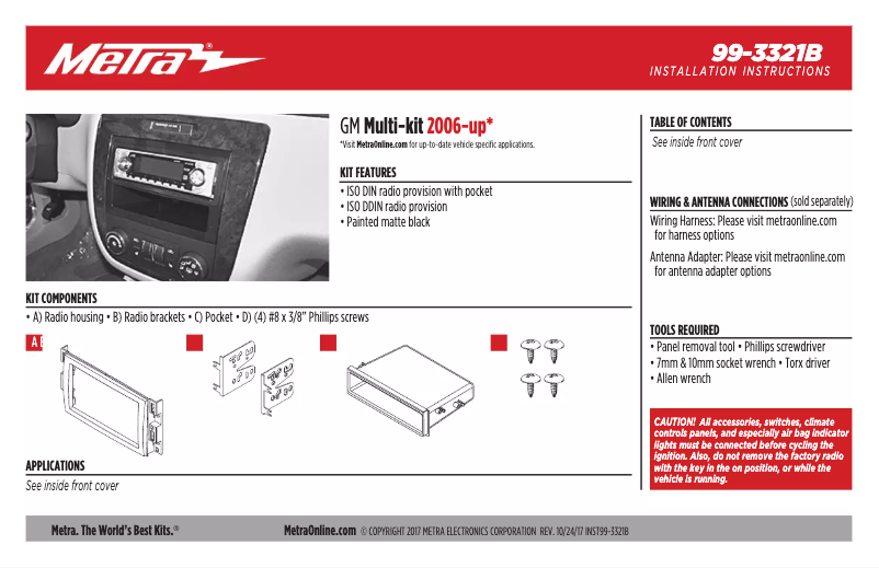 Page 1 de la notice Manuel utilisateur Metra 99-3321B