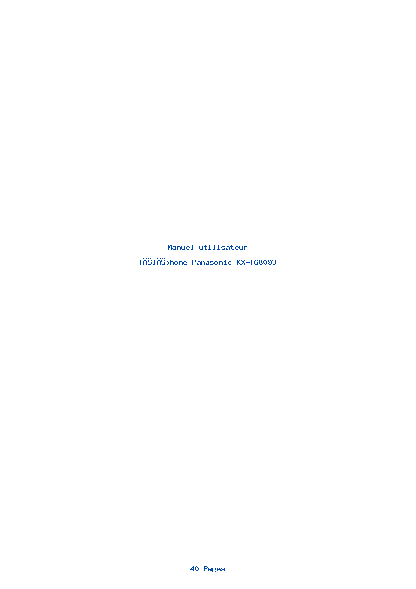 Page 1 de la notice Manuel utilisateur Panasonic KX-TG8093