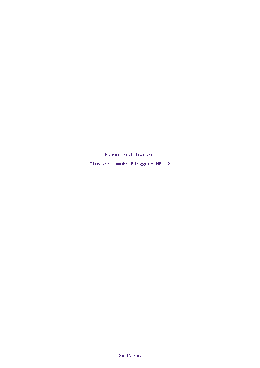 Page 1 de la notice Manuel utilisateur Yamaha Piaggero NP-12