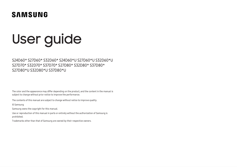 Page 1 de la notice Manuel utilisateur Samsung S27D702EAN