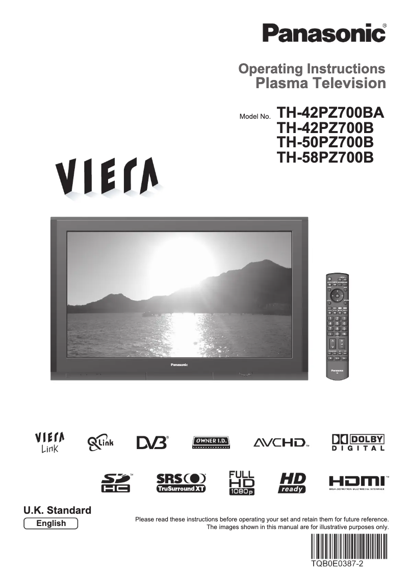 Page 1 de la notice Manuel utilisateur Panasonic Viera TH-42PZ700BA