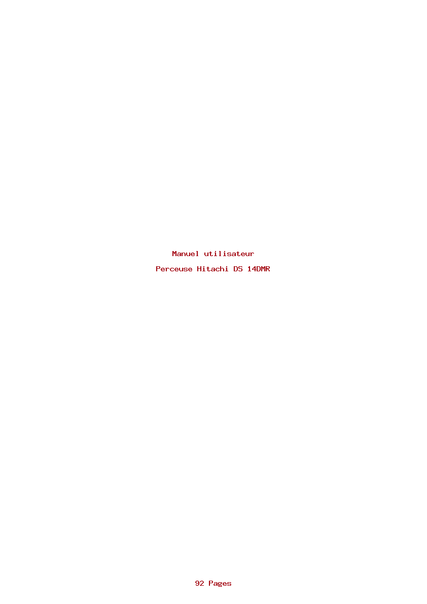 Page 1 de la notice Manuel utilisateur Hitachi DS 14DMR