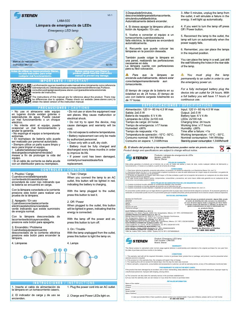Page 1 de la notice Manuel utilisateur Steren LAM-500