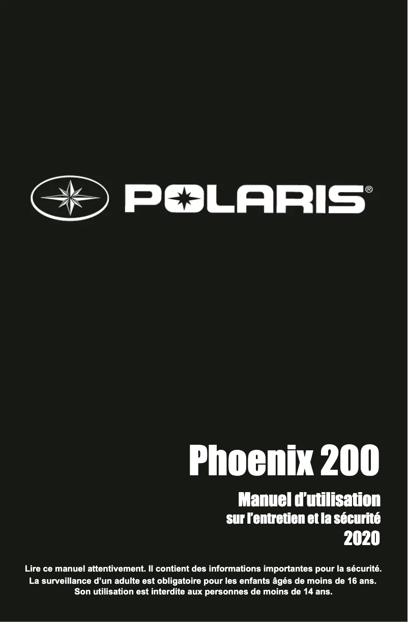 Page 1 de la notice Manuel utilisateur Polaris Phoenix 200 (2020)