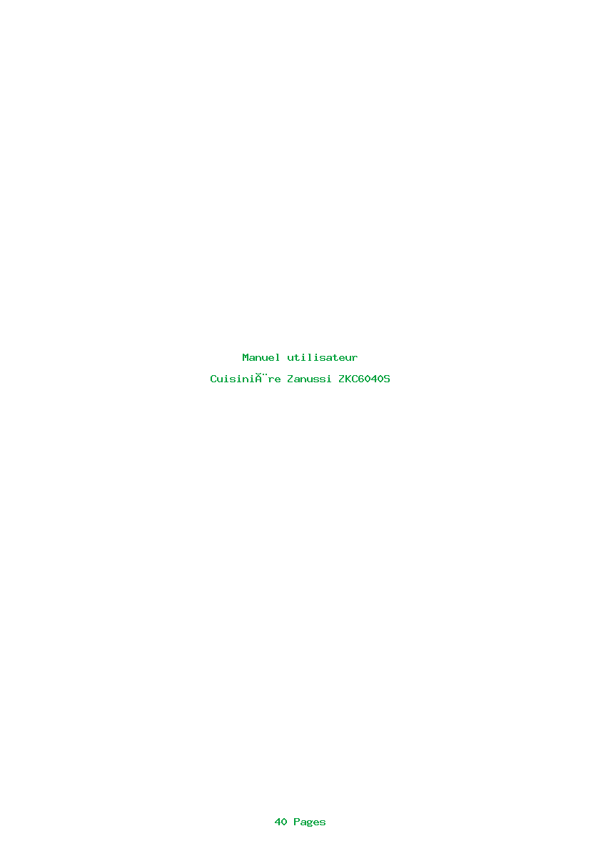 Page 1 de la notice Manuel utilisateur Zanussi ZKC6040S