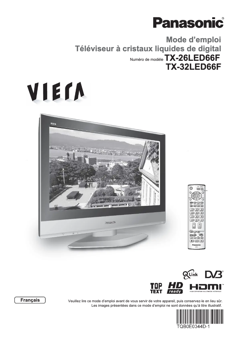 Page 1 of the manual User Manual Panasonic Viera TX-26LED66F