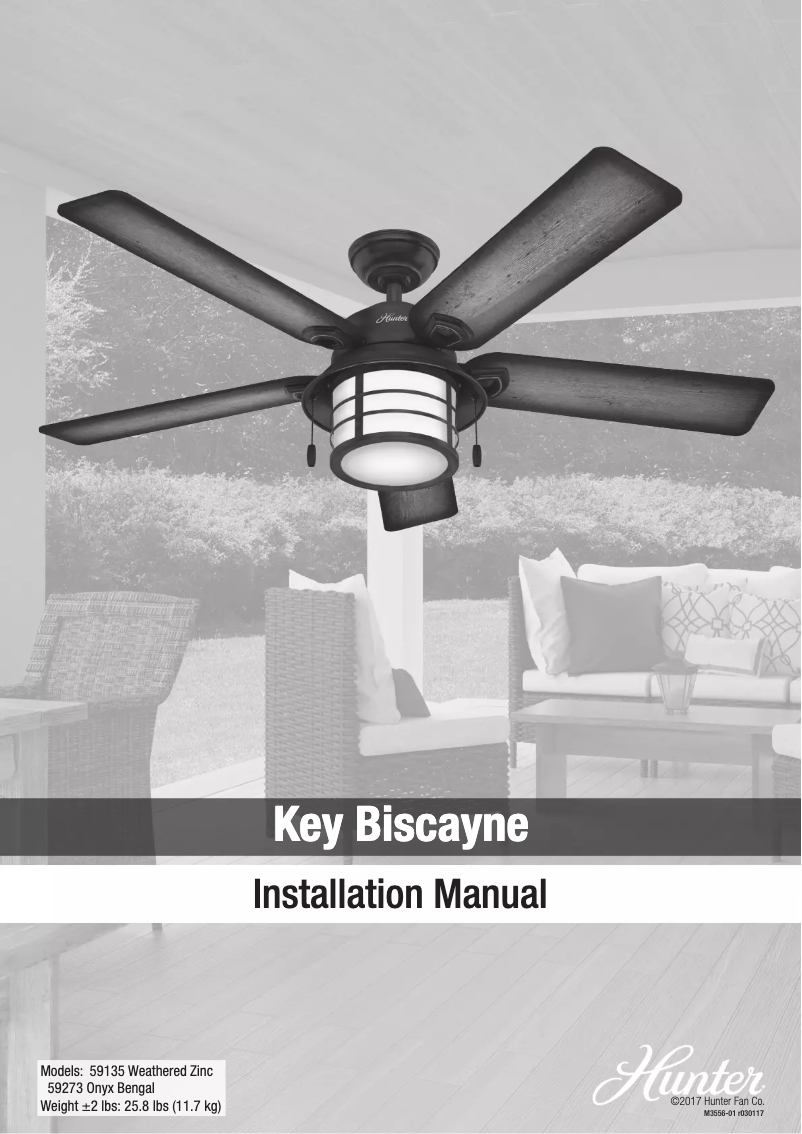 Page 1 de la notice Manuel utilisateur Hunter Key Biscayne 59135