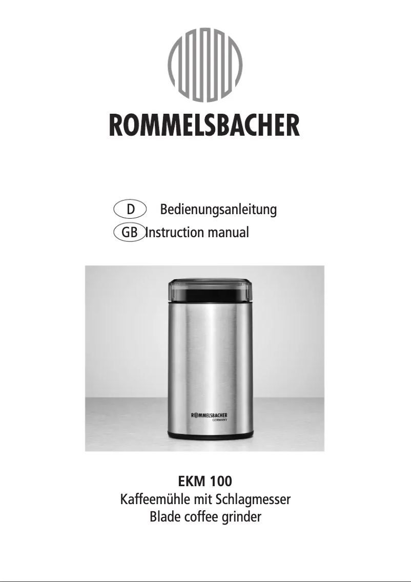 Page 1 de la notice Manuel utilisateur Rommelsbacher EKM 100