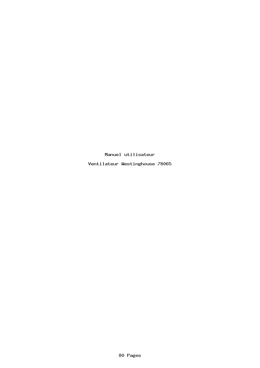 Page 1 de la notice Manuel utilisateur Westinghouse 78065