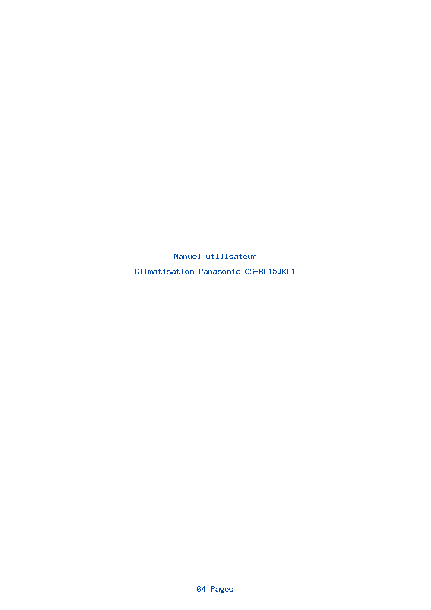 Page 1 de la notice Manuel utilisateur Panasonic CS-RE15JKE1