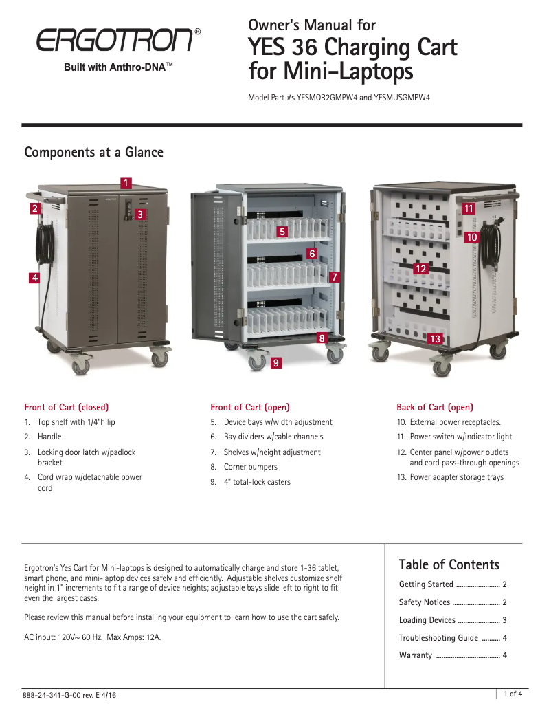 Page 1 de la notice Manuel utilisateur Anthro YES