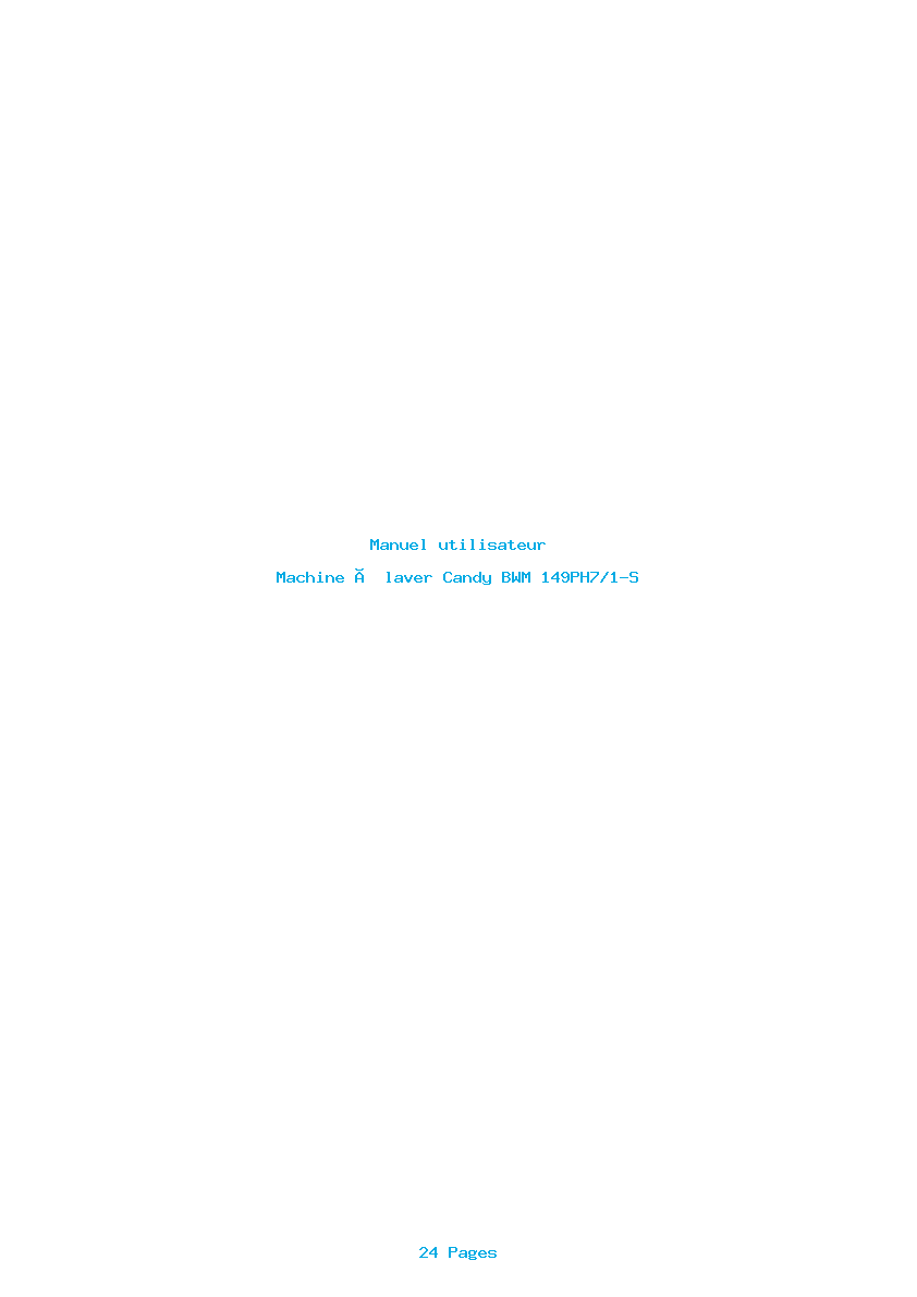 Page 1 de la notice Manuel utilisateur Candy BWM 149PH7/1-S