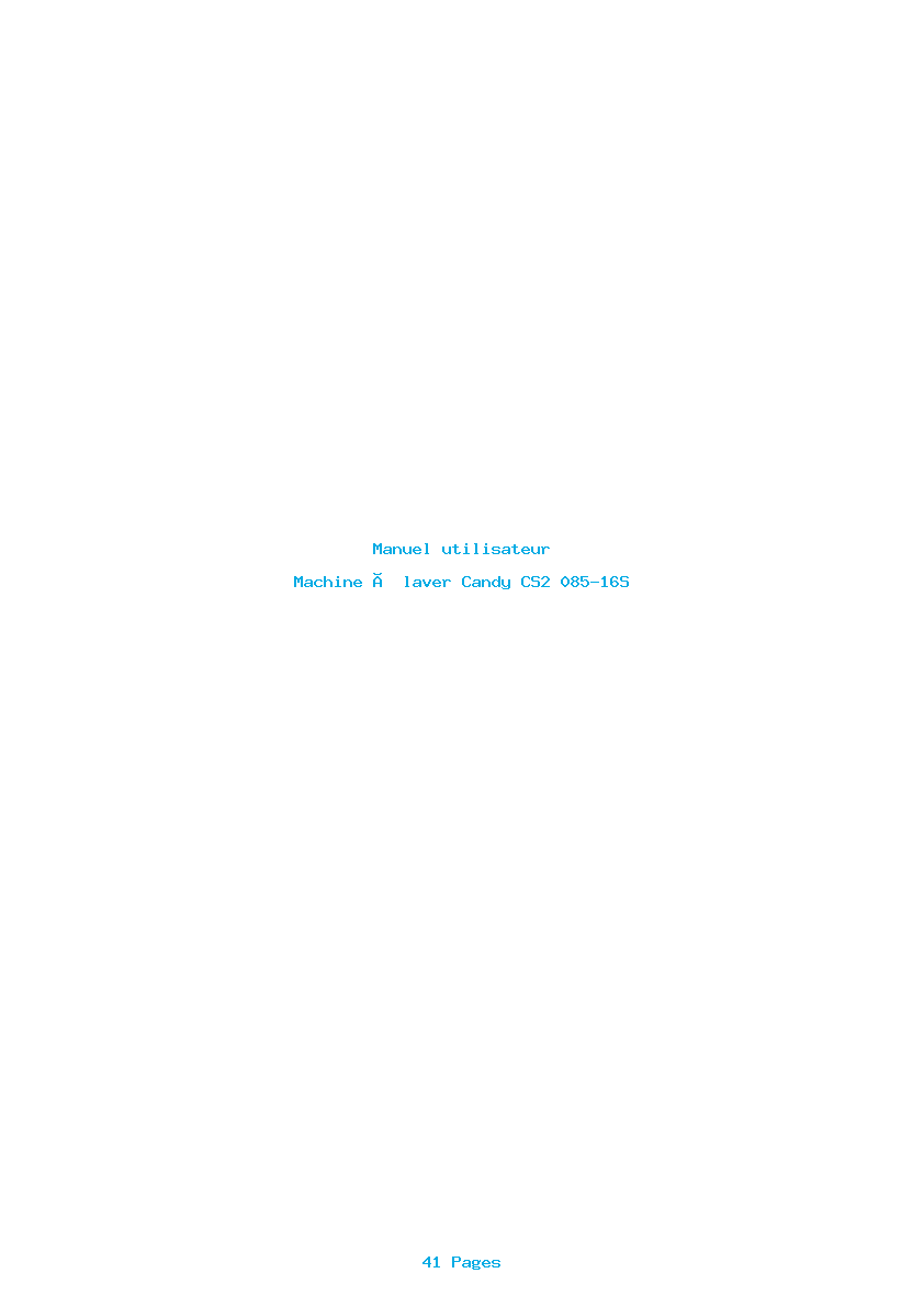 Page 1 de la notice Manuel utilisateur Candy CS2 085-16S