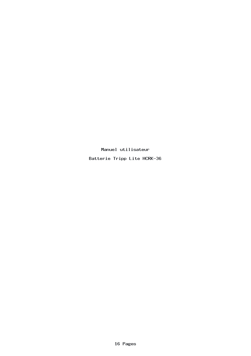 Page 1 de la notice Manuel utilisateur Tripp Lite HCRK-36