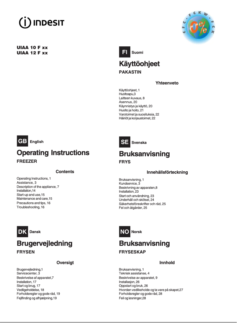 Página 1 del manual Manual de usuario Indesit UIAA 12 F X