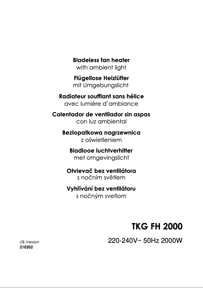 Page 1 de la notice Manuel utilisateur Kalorik TKG FH 2000