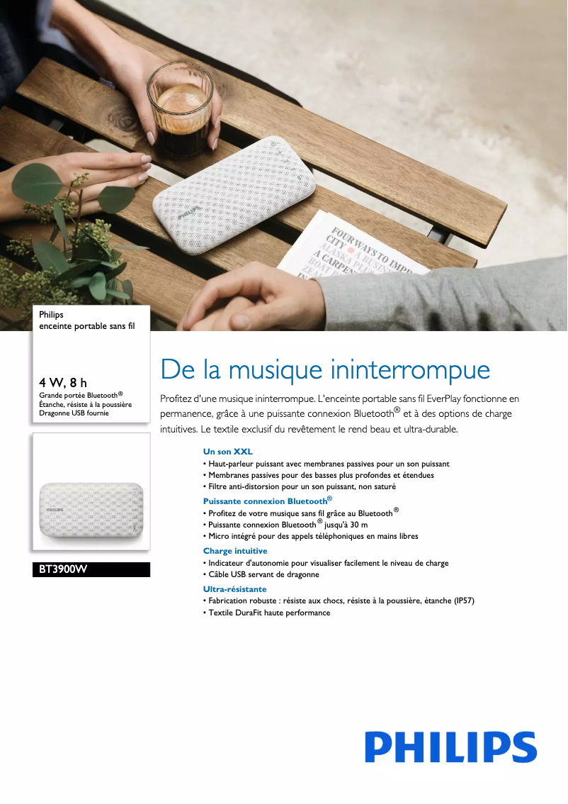 Página 1 del manual Ficha técnica Philips BT3900W