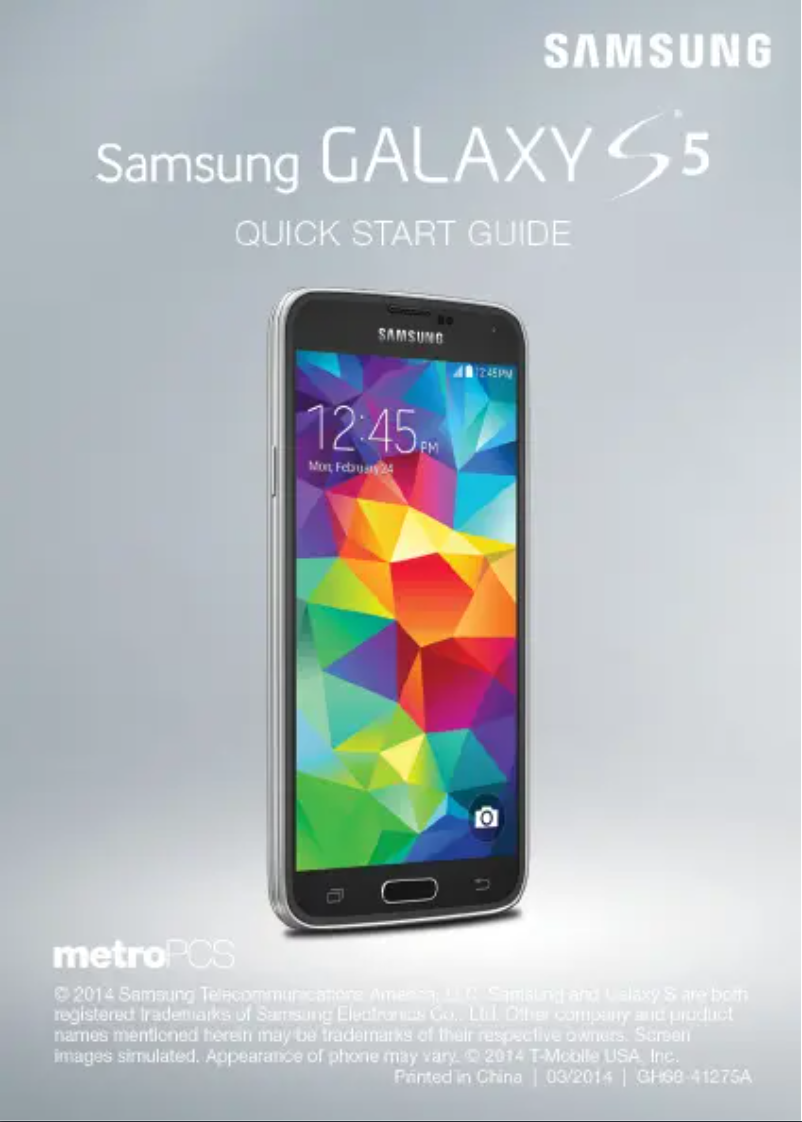 Page n°1 - Guide de démarrage rapide Samsung Galaxy S5