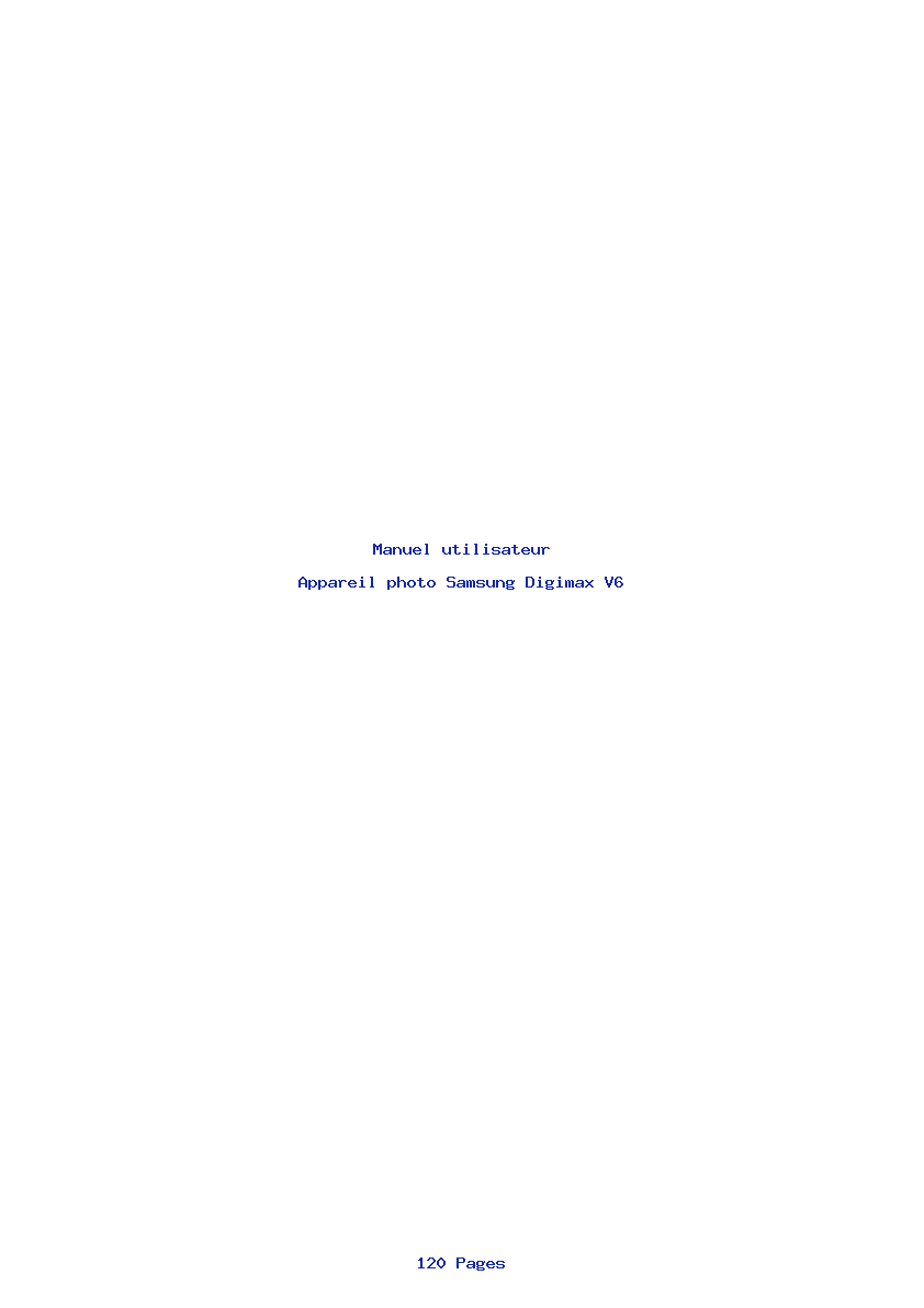 Page 1 de la notice Manuel utilisateur Samsung Digimax V6