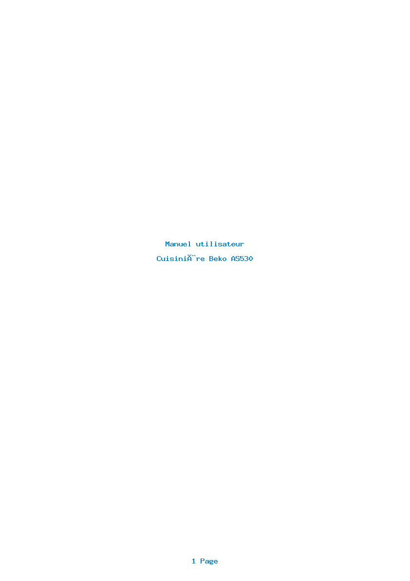 Page 1 de la notice Manuel utilisateur Beko AS530