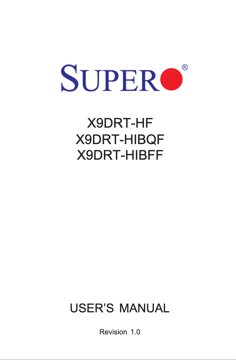 Page 1 de la notice Manuel utilisateur Supermicro X9DRT-HIBQF