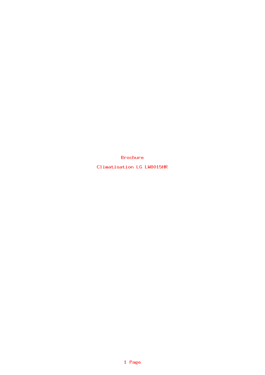 Page 1 de la notice Brochure LG LW8015HR
