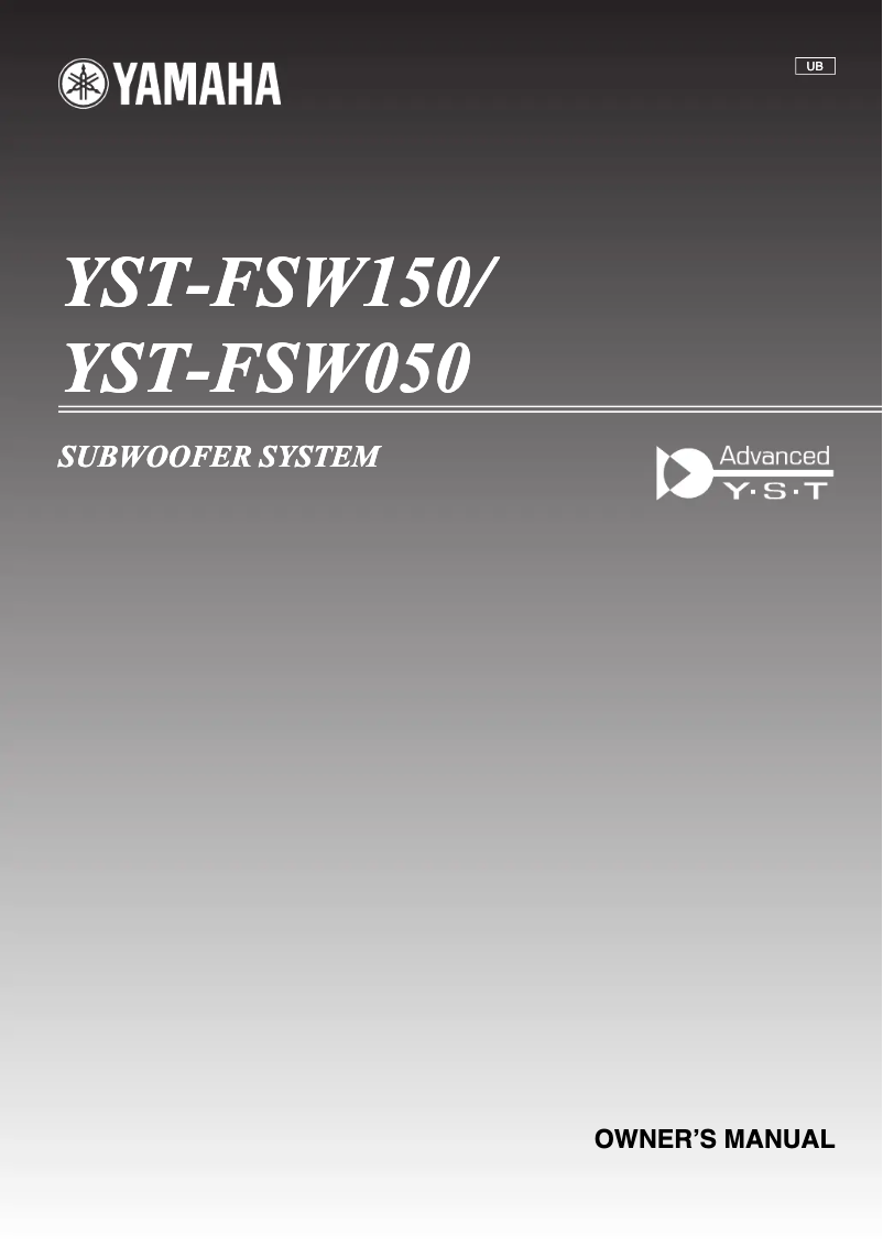 Page 1 de la notice Manuel utilisateur Yamaha YST-FSW 150B