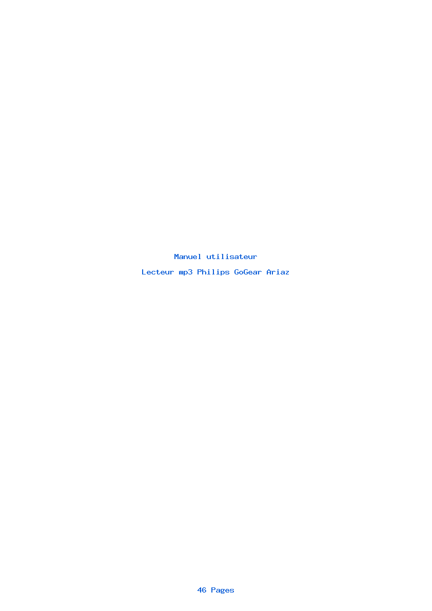 Page 1 de la notice Manuel utilisateur Philips GoGear Ariaz