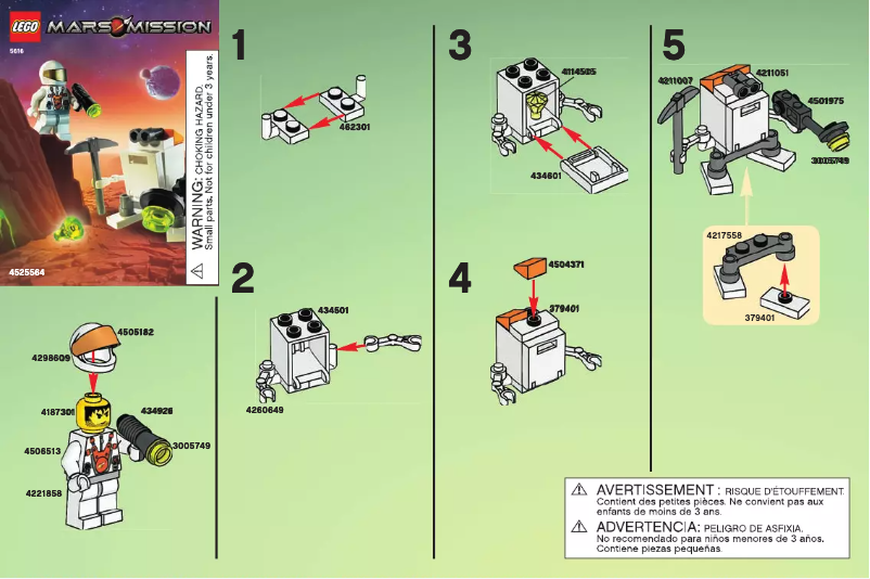 Page 1 de la notice Manuel utilisateur Lego Mars Mission 5616
