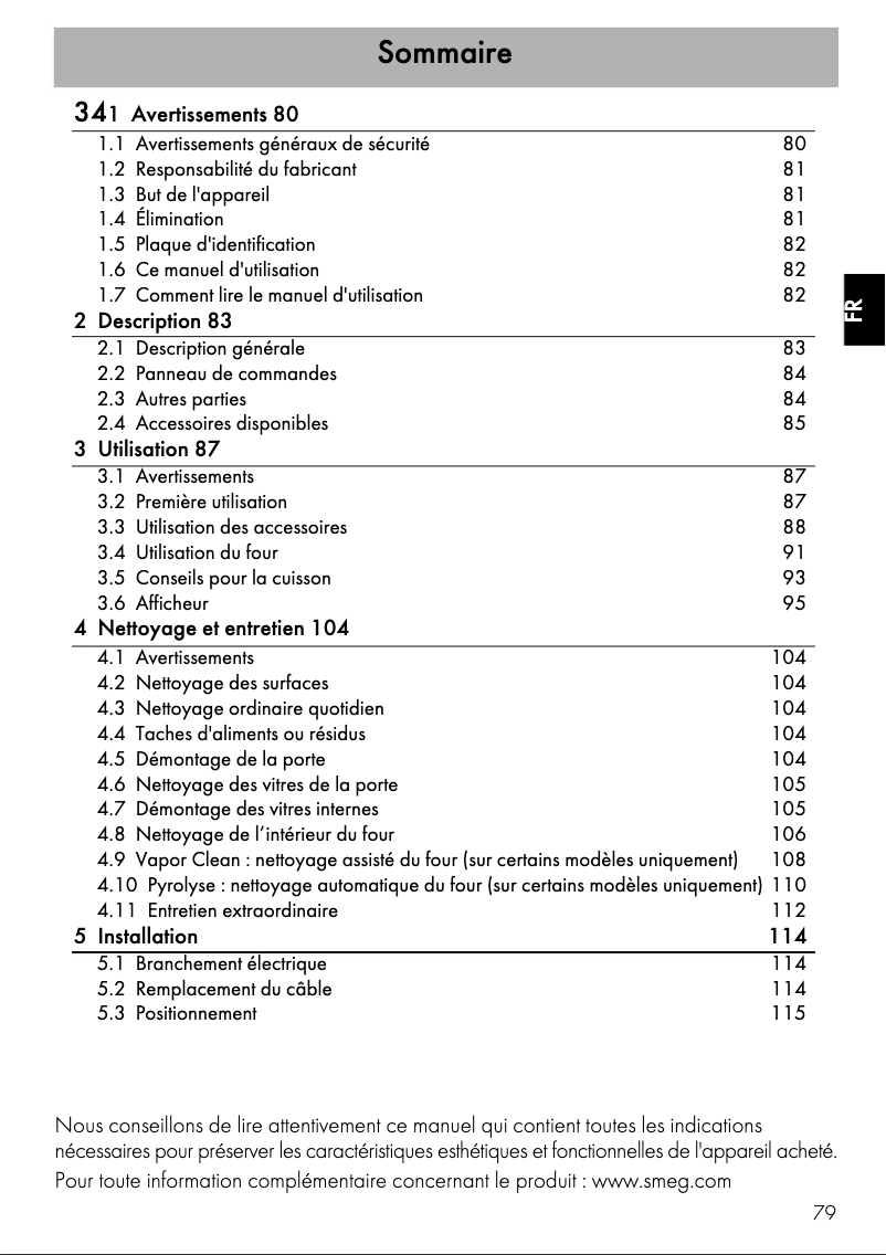 Página 1 del manual Manual de usuario Smeg SFP120