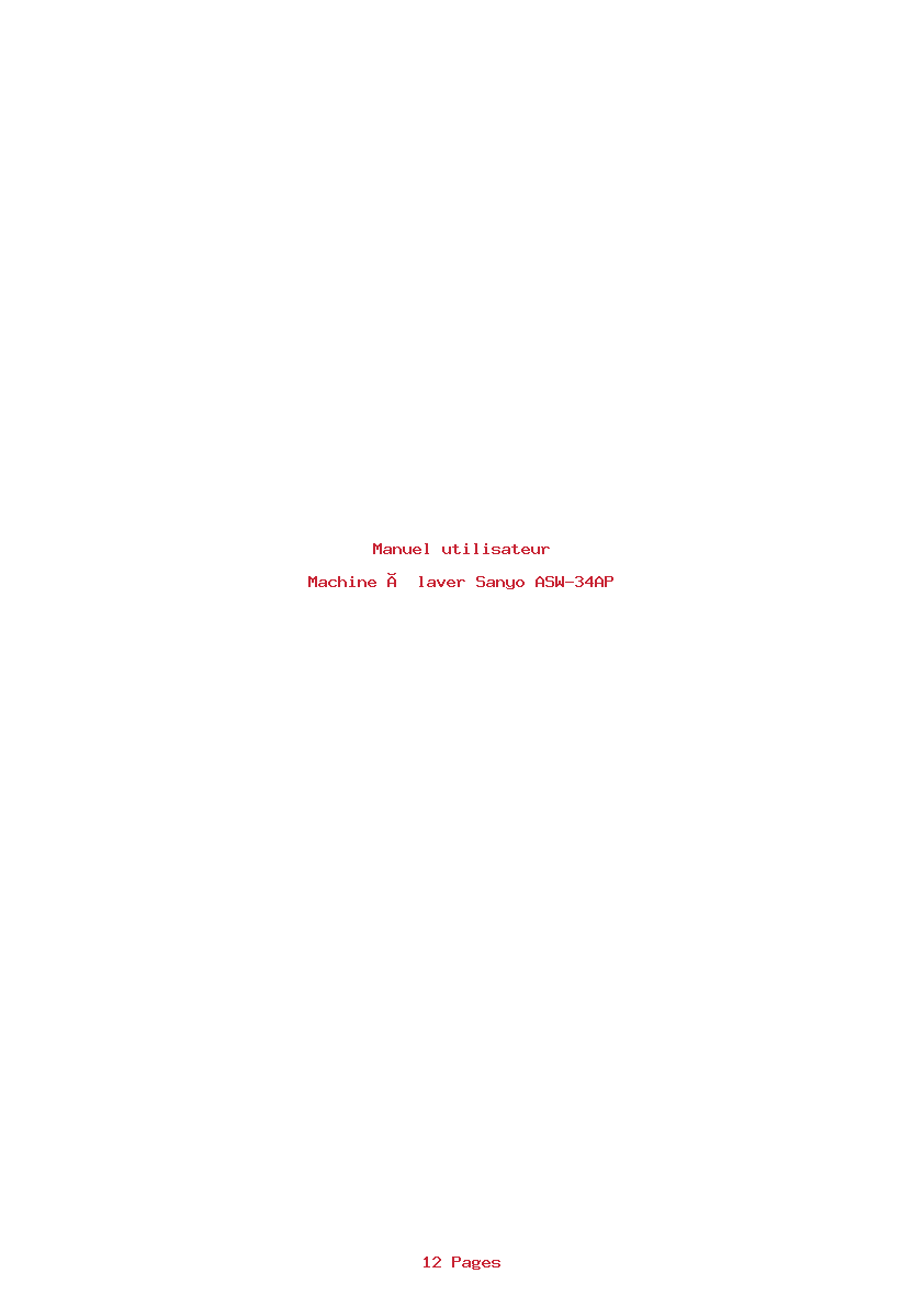 Page 1 de la notice Manuel utilisateur Sanyo ASW-34AP