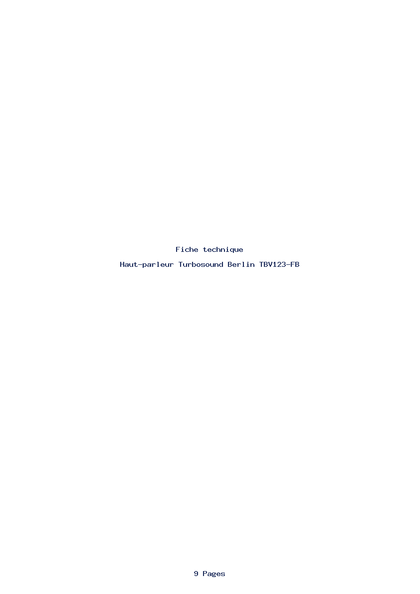 Page 1 de la notice Fiche technique Turbosound Berlin TBV123-FB