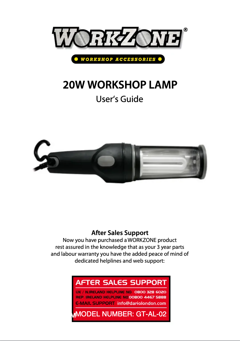 Page 1 de la notice Manuel utilisateur Workzone GT-AL-02