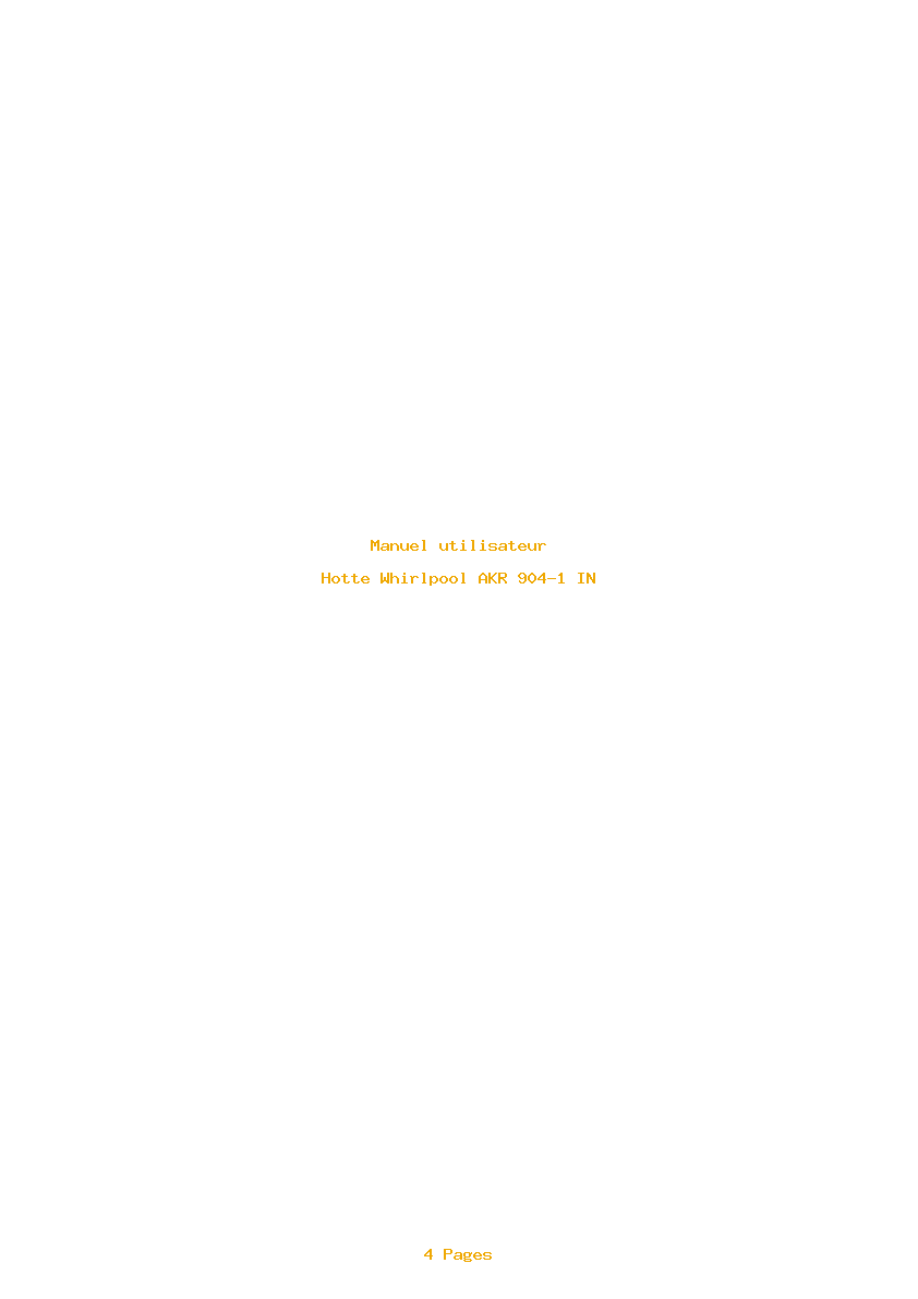 Page 1 de la notice Manuel utilisateur Whirlpool AKR 904-1 IN